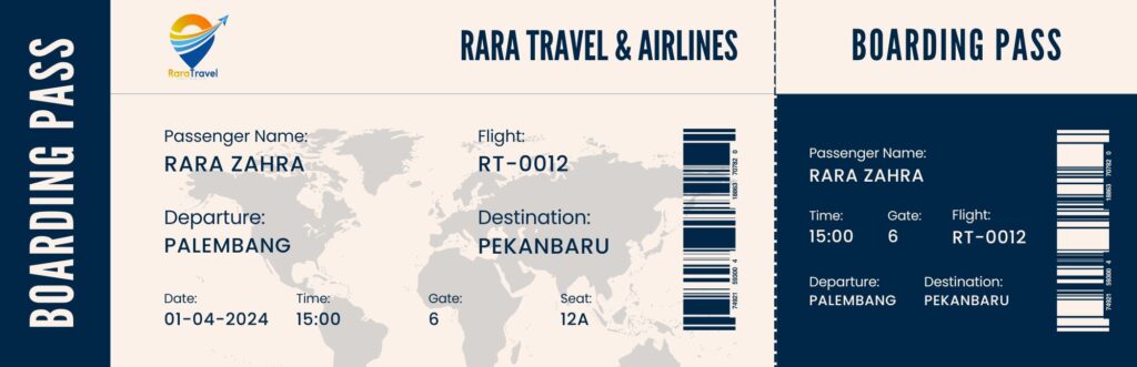 E-TICKET AND BOARDING PASS TRAVEL PALEMBANG TO PEKANBARU - RARA TRAVEL & TOUR