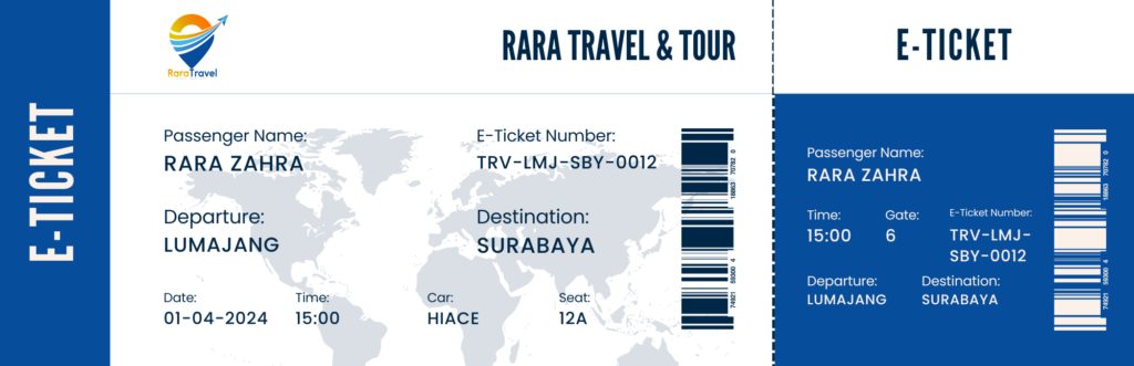 E-Ticket Travel Lumajang Surabaya atau Juanda - Rara Travel & Tour