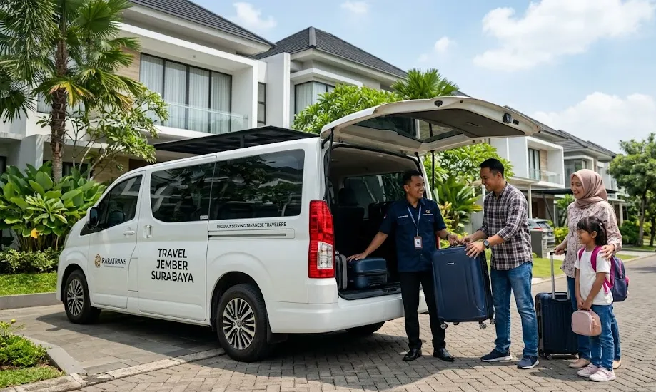 Driver Rara Travel membantu penumpang layanan door to door