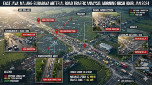 Peta Titik Rawan Macet Jalur Arteri Malang Surabaya dan Estimasi Waktu Tersita